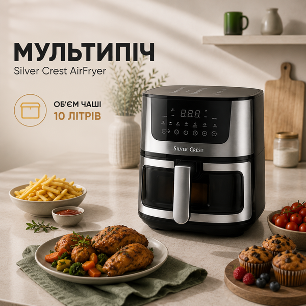 Аерогриль Silver Crest AirFryer 10 л 2200 Вт із сенсорним керуванням GR 244AirFryer фото
